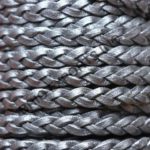 Three Ply Flat Leather Cord - Grey Color Flat leather Cord