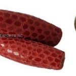 OVAL SHAPE LEATHER BEAD RED