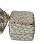 CUBE LEATHER BEAD SILVER